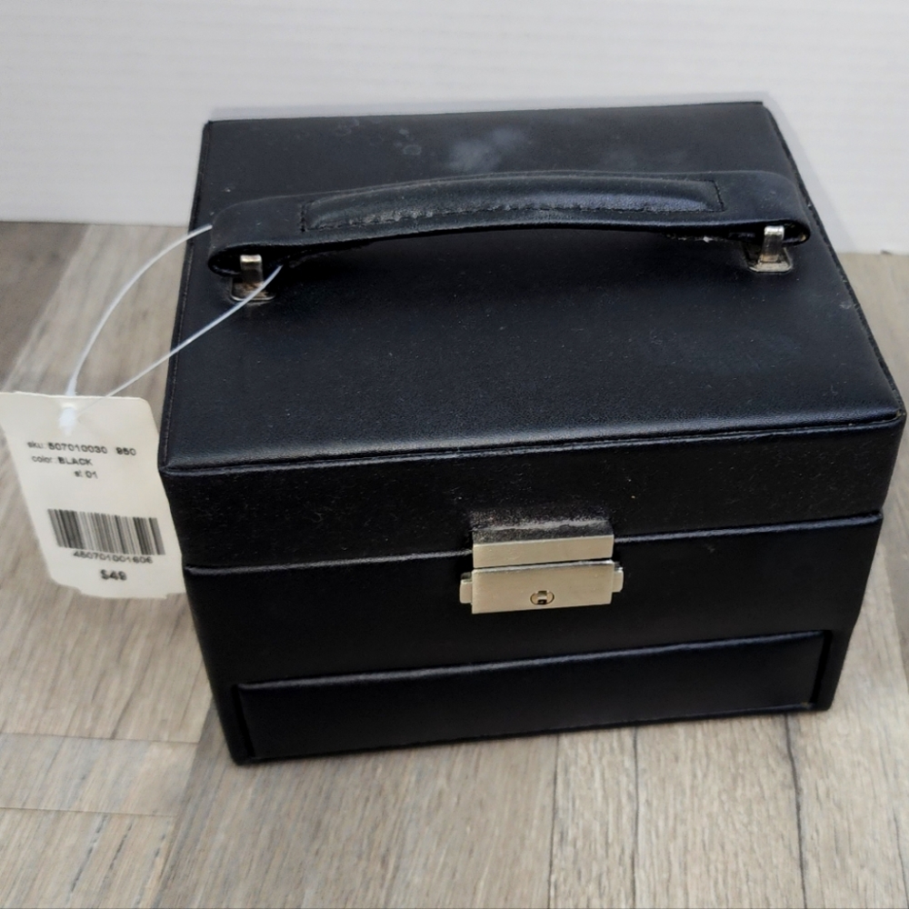 DANIER Leather Jewelry Organizer Box Train Case Gem Jewel Trinket Gift Display